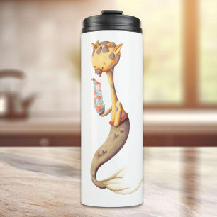 Whimsical Mermaid Giraffe Thermosbecher