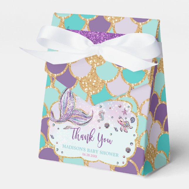 Whimsical Mermaid Schwanz Baby Shower Girl Vielen  Geschenkschachtel (Vorderseite)