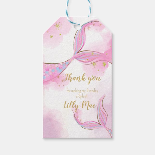 Whimsical Mermaid Under Sea Danke Tag, Gif Geschenkanhänger (Vorderseite)