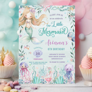 Whimsical Mermaid Under the Sea Pool Geburtstag Einladung