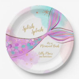 Whimsical Mermaid unter der Tafel aus Meerespapier Pappteller
