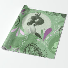 Whimsical Mermaids Grünes Abstraktes Muster
