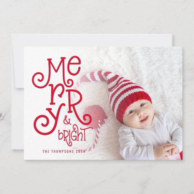 Whimsical Merry Bright Foto Overlay Weihnachten (Vorderseite)