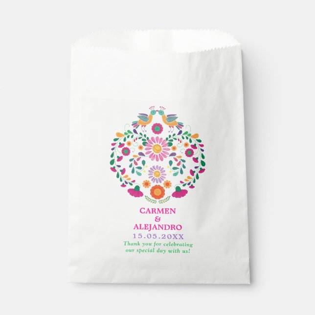 Whimsical mexikanische Fiesta Floral Love Birds We Geschenktütchen (Vorderseite)