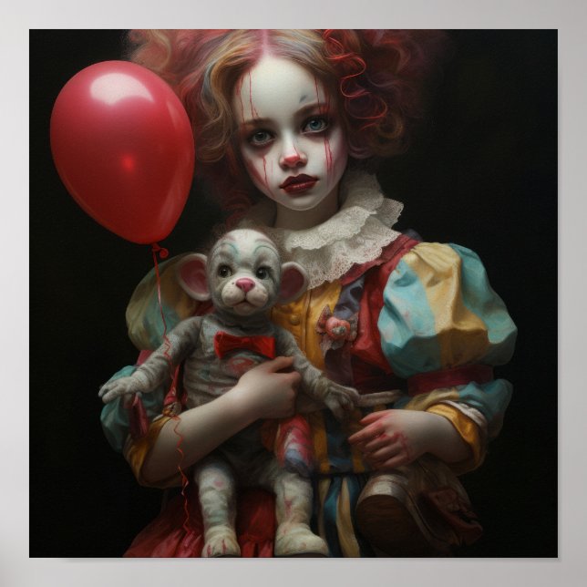 Whimsical Mini Model Clown Poster mit realistische (Vorne)