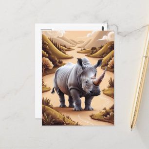 Whimsical Miniature Rhino Postkarte