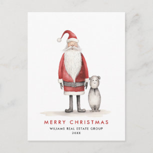Whimsical Minimal Santa Claus Weihnachten Unterneh Postkarte