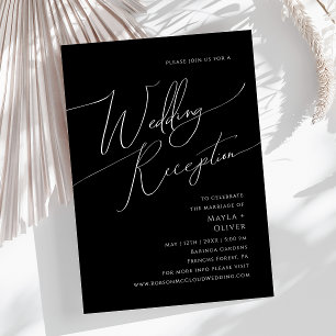 Whimsical Minimal Schrift Schwarze Hochzeitsfeie Einladung
