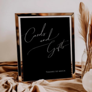 Whimsical Minimal Schrift   Schwarze Karten und Ge Poster