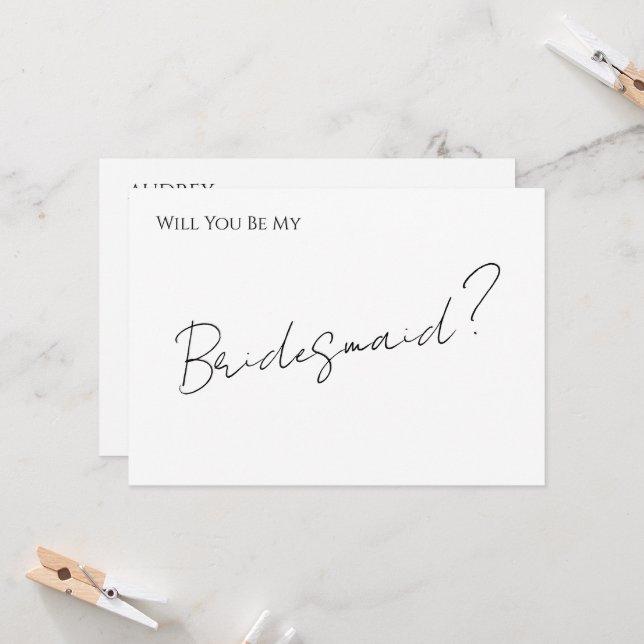 Whimsical Minimal Script Bridesmaid Proposal Card Einladung (Vorderseite/Rückseite Beispiel)