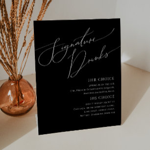 Whimsical Minimal Script   Getränke mit schwarzer  Sockelschild