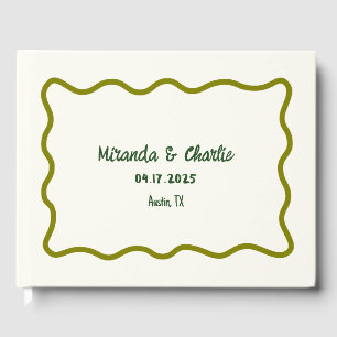 Whimsical Minimal Wavy Border Handgeschriebene Läs Gästebuch