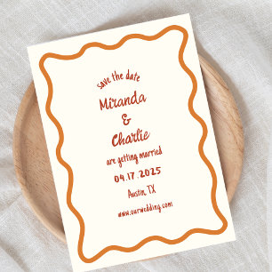 Whimsical Minimal Wavy Border Handgeschriebener 70 Save The Date