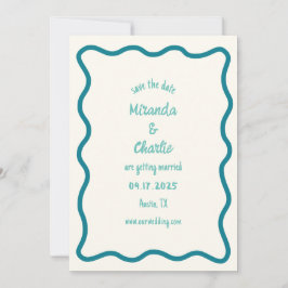 Whimsical Minimal Wavy Border Handschriftlich einf Save The Date