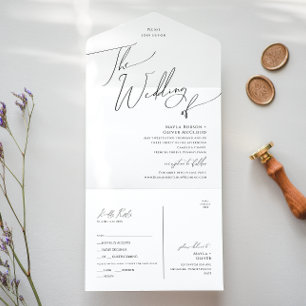 Whimsical minimale Skript Hochzeit von Siegel und  All In One Einladung