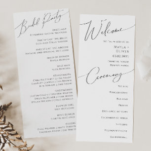 Whimsical Minimalist Programme de mariage de scrip