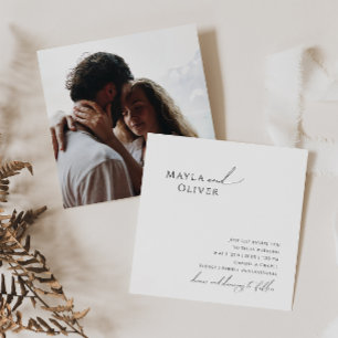 Whimsical Minimalist Schrift Foto Quadrat Hochzeit Einladung
