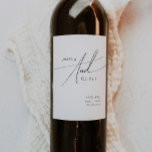Whimsical Minimalist Script Wedding Weinetikett<br><div class="desc">This whimsical minimalist script wedding wine label is perfect for your classic simple black and white minimal modern boho wedding. The design features elegant, delicate, and romantic handwritten calligraphy lettering with formal shabby chic typography. The look will go well with any wedding season: spring, summer, fall, or winter! The product...</div>