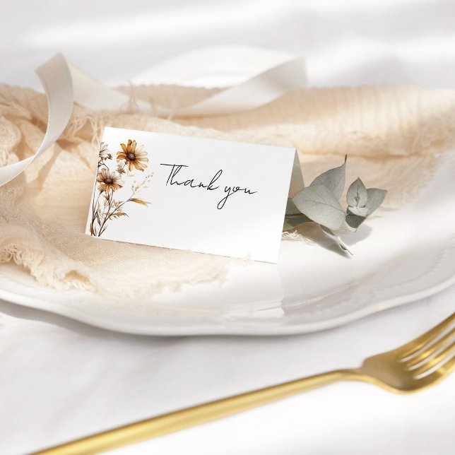 Whimsical Minimalistisch Boho Wildblume Wedding Dankeskarte (Von Creator hochgeladen)