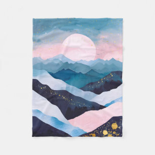Whimsical Minimalistisch Gold Mountain Wasserfarbe Fleecedecke