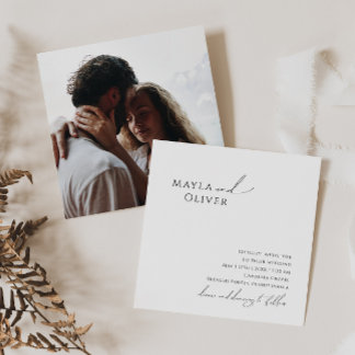 Whimsical Minimalistisch Script Foto Square Weddin Einladung