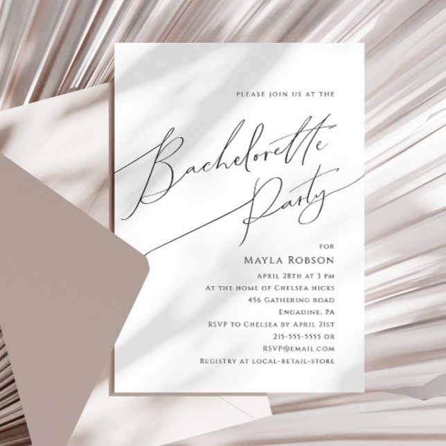 Whimsical Minimalistisch Script Junggeselinnen-Abs Einladung (Von Creator hochgeladen)