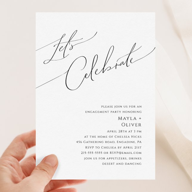 Whimsical Minimalistisch Script Let's Celebrate In Einladung (Von Creator hochgeladen)