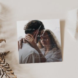 Whimsical Minimalistisch Script Square Foto Weddin Einladung