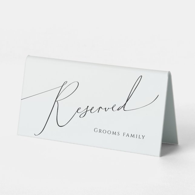 Whimsical Minimalistisch Script vorbehalten Tischaufsteller (Vorderseite)