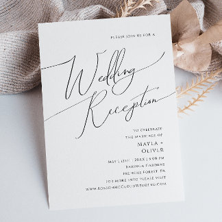 Whimsical Minimalistisch Script Wedding Reception  Einladung