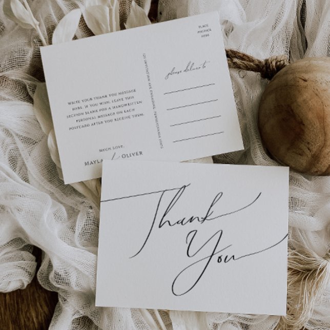 Whimsical Minimalistisch Script Wedding Vielen Dan Postkarte (Von Creator hochgeladen)