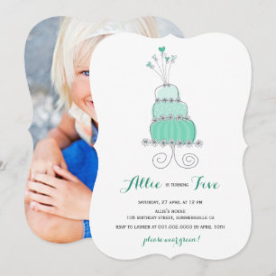 Whimsical Mint Cake Girl Anniversaire Invitation d