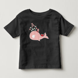 Whimsical Miss Pink Whale Bow Monogram Baby Girl Kleinkind T-shirt