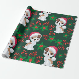 Whimsical Mistletoe und Welpen Geschenkpapier
