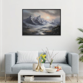 Whimsical Misty Mountain Landschaft Poster