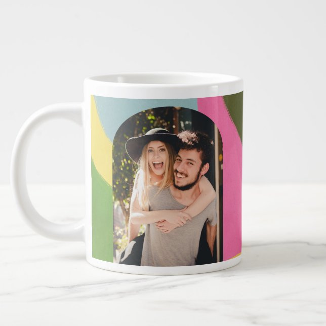 Whimsical Modern Abstrakt Art Foto Jumbo-Tasse (Links)