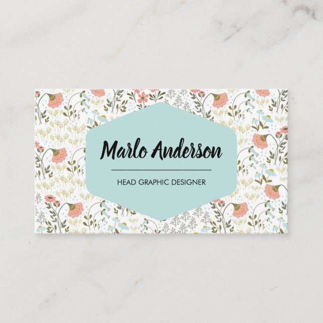 Whimsical Modern Blume Business Card Visitenkarte (Vorderseite)