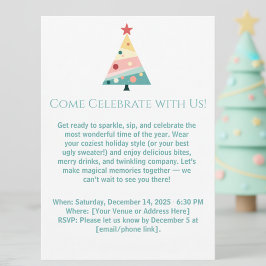 Whimsical Modern Christmas Tree Holiday Einladung