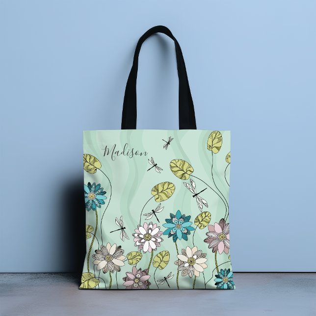Whimsical Modern Floral Nature Girly Name Tasche (Von Creator hochgeladen)