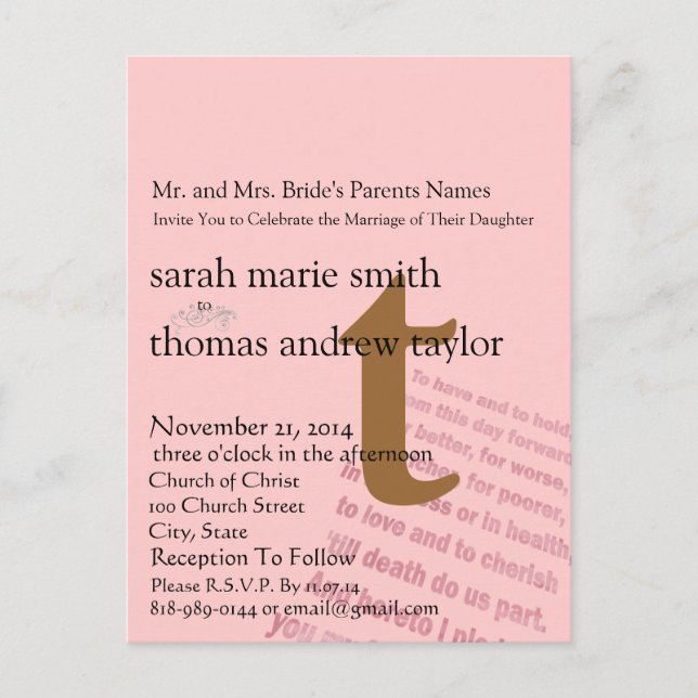 Whimsical Modern Monogram Wedcard Postkarte (Vorderseite)