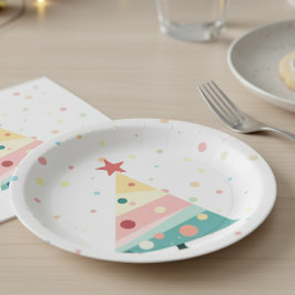 Whimsical Modern Pastel Polka Dot Christmas Pappteller