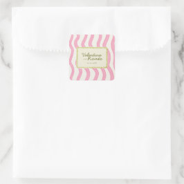 Whimsical Modern Pink & Green Wedding Quadratischer Aufkleber