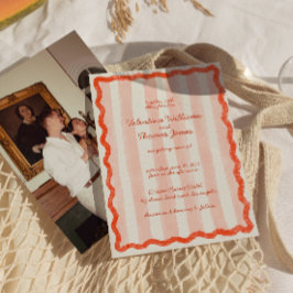 Whimsical Modern Pink & Red Wedding Einladung