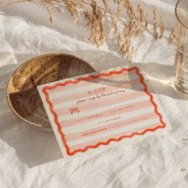 Whimsical Modern Pink & Red Wedding RSVP Card. Karte