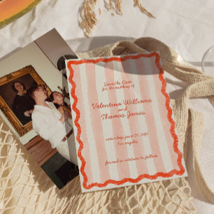 Whimsical Modern Pink & Red Wedding Speichern Sie  Einladung