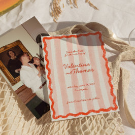 Whimsical Modern Pink & Red Wedding Speichern Sie  Einladung