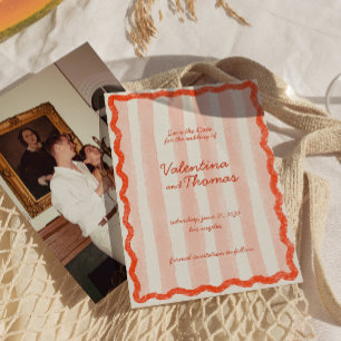 Whimsical Modern Pink & Red Wedding Speichern Sie  Einladung