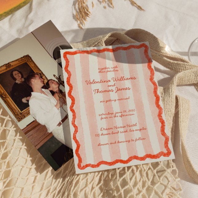 Whimsical moderne rose & Faire-part de mariage rou (Créateur téléchargé)