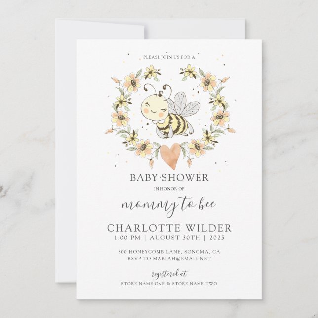 Whimsical Mommy To Bebe Baby shower Invitation (Devant)