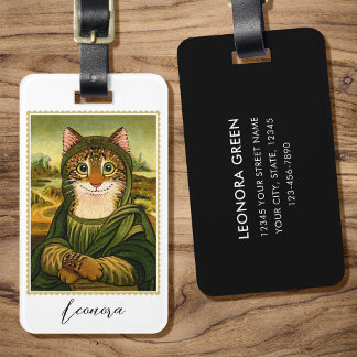Whimsical Mona Lisa Cat Custom Gepäckanhänger